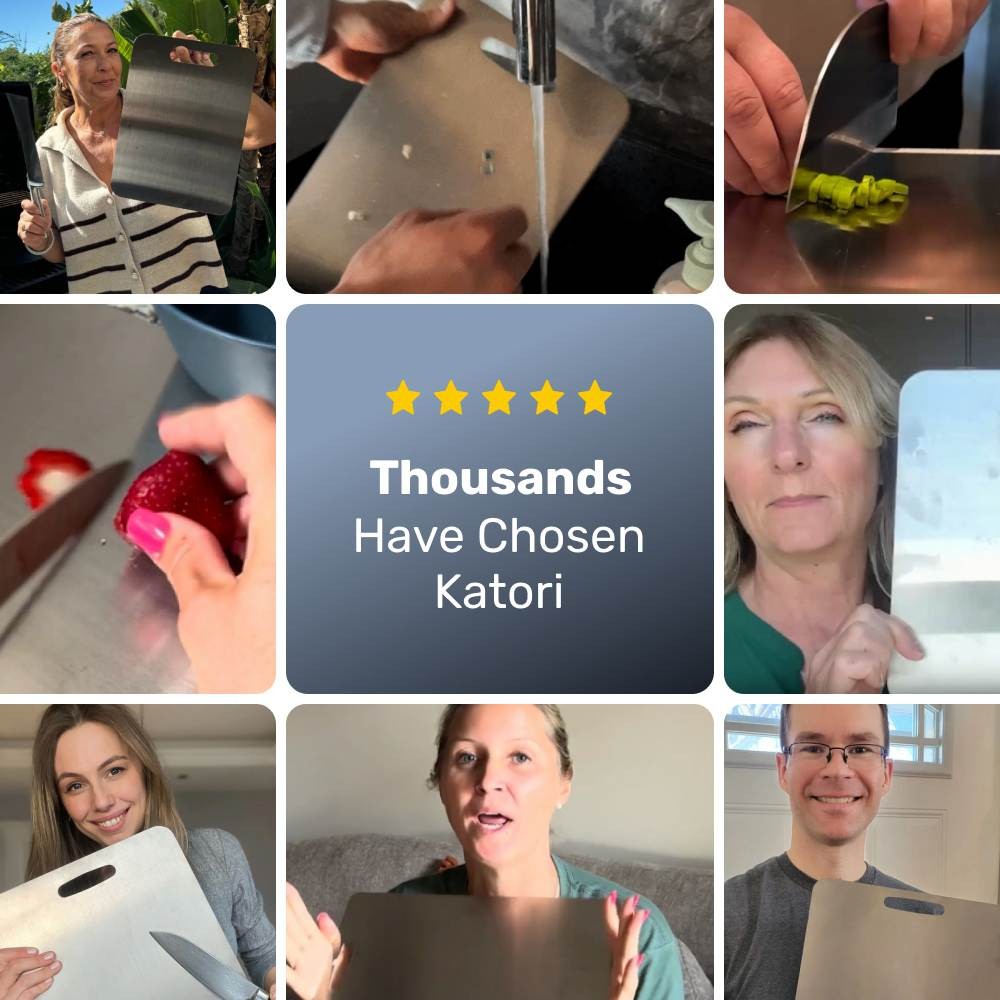 Customers using the Katori cutting board day to day — washing, cutting and preparing food
